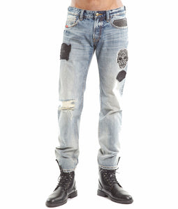 Cafe Racer Straight Patches| King Baby Denim Jeans In Hasher