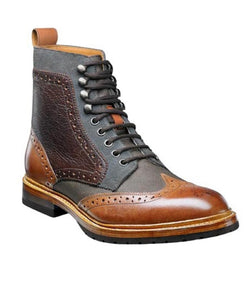 Madison II Wingtip Lace Boot | Cognac