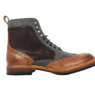 Load image into Gallery viewer, Madison II Wingtip Lace Boot | Cognac
