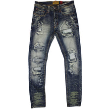 Load image into Gallery viewer, Shredded Denim Jeans W/ Paint Splashes Vintage Wash
