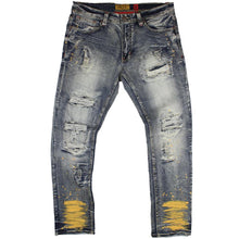 Load image into Gallery viewer, Shredded Denim Jeans W/ Paint Splashes Dirt Wash
