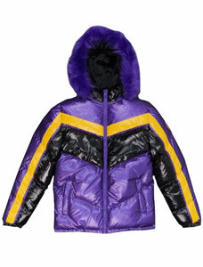 Makobi Puffer Jacket-Purple/Black